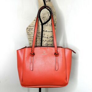 Nanette Lepore Orange Faux Leather Desiree Tote Purse Triple Section Shoulder